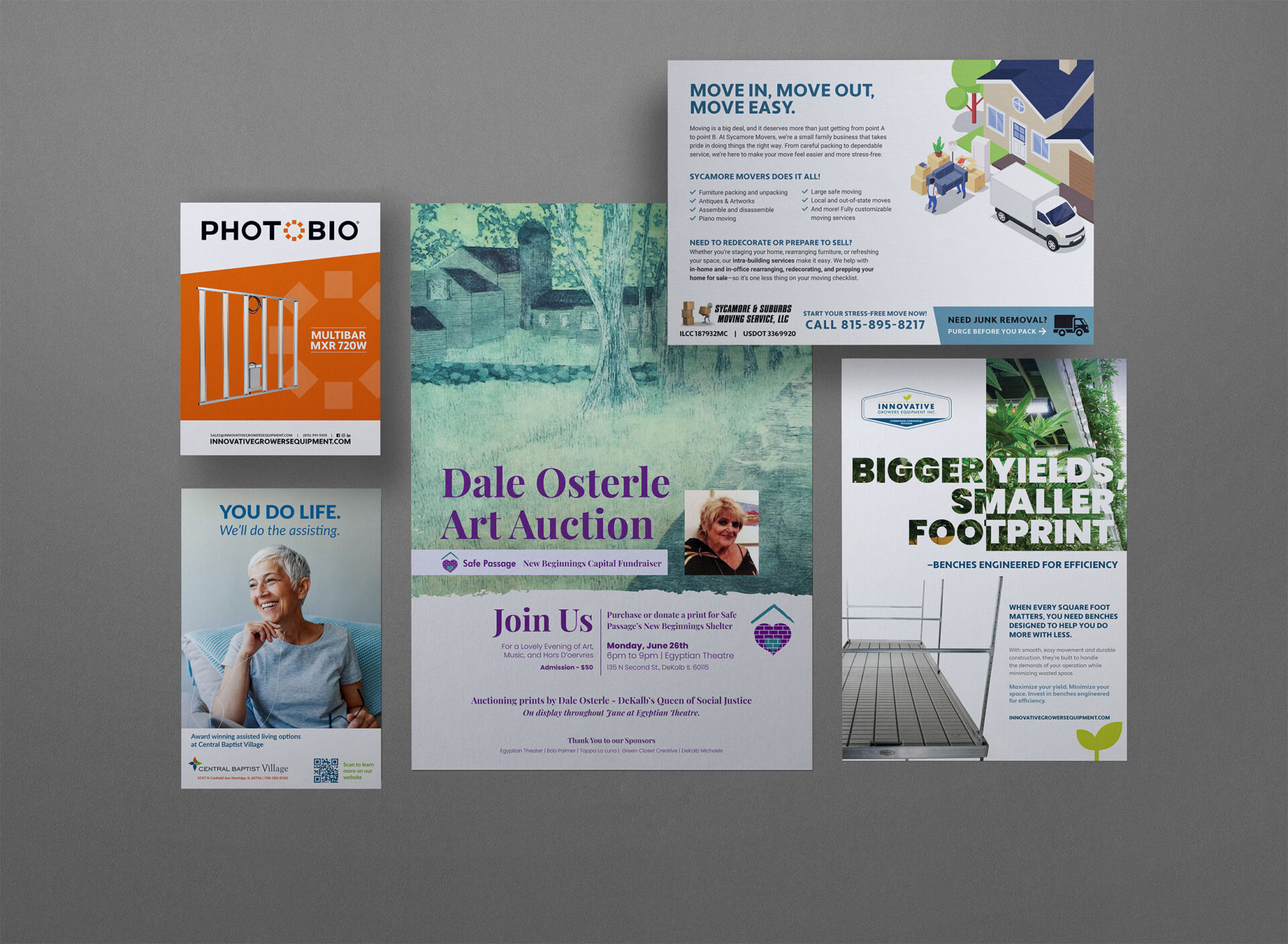 Multi-Layout of different print design examples